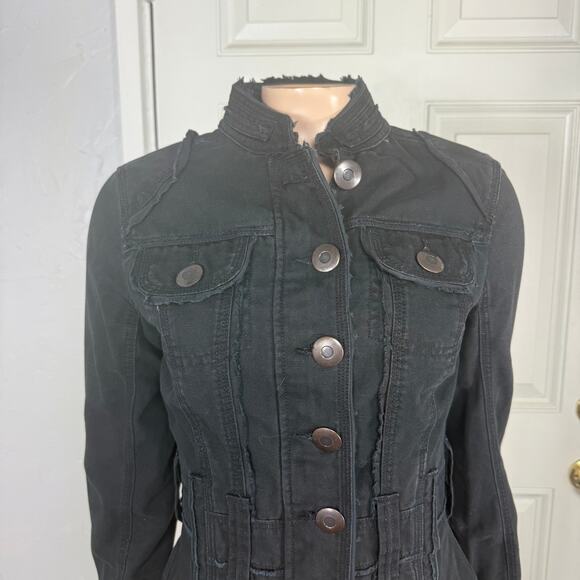 Vintage y2K No Boundaries Shirt Top Jacket Small Button Coat Denim Stretch M29 - Picture 2 of 6